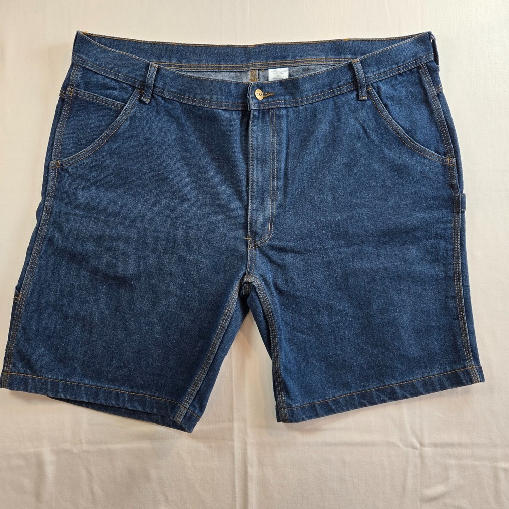 NWOT KEY Mens Sz 44 Blue Denim Carpenter Durable Heavy Duty Work Shorts Pockets - Picture 6 of 8